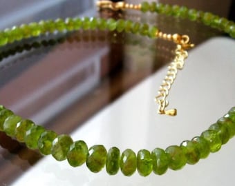 Peridot necklace/necklace/gemstone necklace and gold, gold-plated silver, unique
