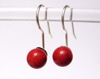 Earrings, earrings made of 925 silver with red bamboo corals, gift for a birthday