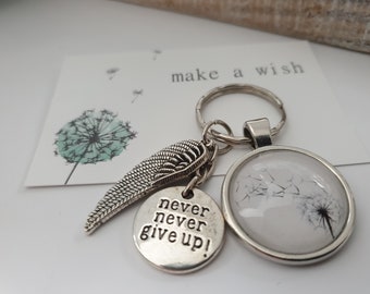 Dandelion keychain with saying / Gift for women / men / Gift set