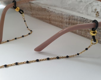 Brillenkette schwarz-gold filigran / Geschenk für Frauen / Freundin