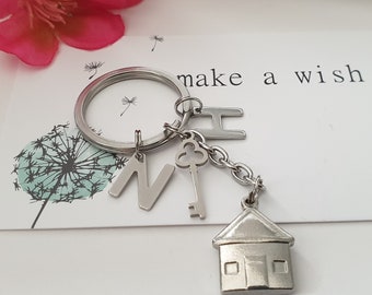 Haus Schlüsselanhänger personalisiert / Geschenk für Frauen / Männer / Geschenkset