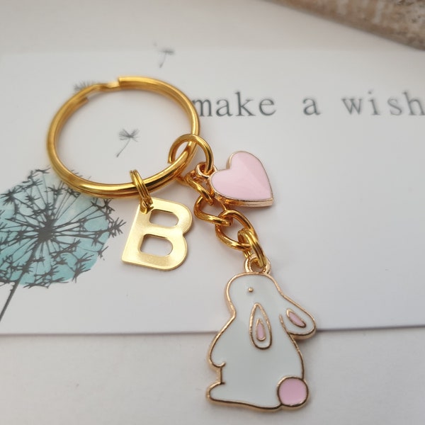 Bunny keychain personalized / gift for women / girlfriend / gift set