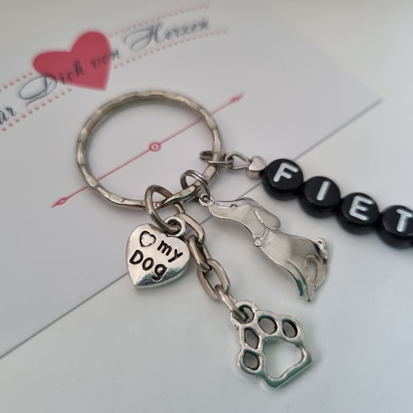 Hund Schlüsselanhänger personalisiert / Geschenk für Frauen / Männer / Geschenkset