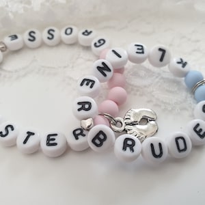 Sibling Bracelet Set / Big Sister / Little Brother / Baby Feet / Gift Set