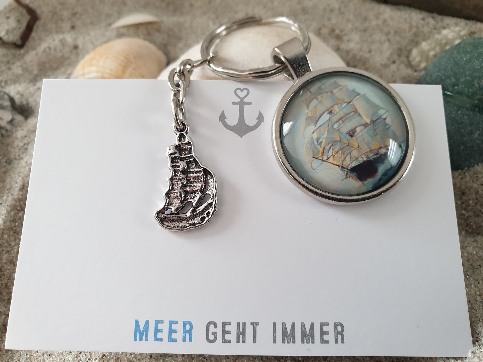 Keychain sailing ship with sea / gift women / men Etsy