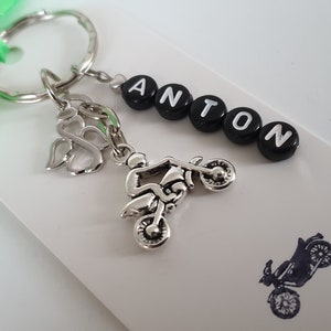 Guardian angel motorcycle keychain with name / gift men / boyfriend / gift set