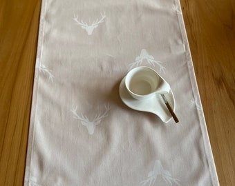 Modern, timeless table runner, deer motif