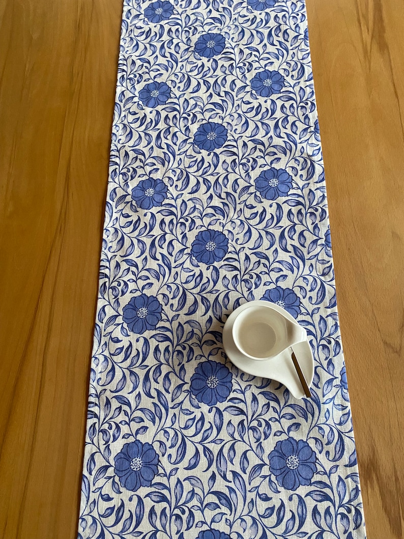 French, Moroccan summer, table runner, 100% linen image 8