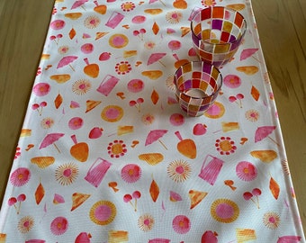 Pinksummer, outdoor table runner, pink summer motifs