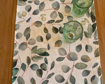 Eucalyptus modern table runner, 100% linen