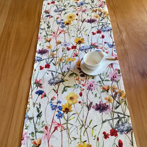 Scandinavian wildest wildflower meadow, table runner, shabby chic 100% linen image 6