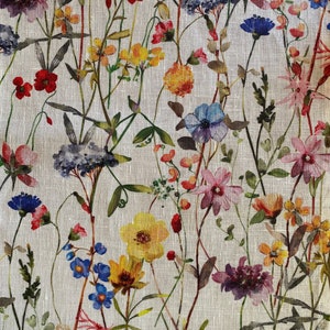 Scandinavian wildest wildflower meadow, table runner, shabby chic 100% linen image 3