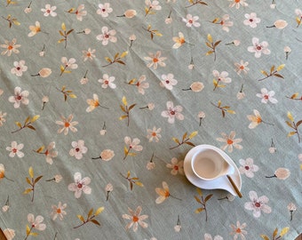 Spring blossoms, spring tablecloth 100% linen, Scandinavian style, shabby chic