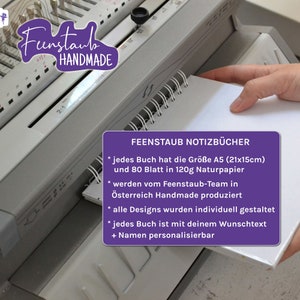 Notizbuch personalisiert A5 Name und Spruch, Geschenk für Hebamme, Trauzeugin, Freundin, Monogramm, kariert, blanko, gepunktet, To-Do Liste Bild 6