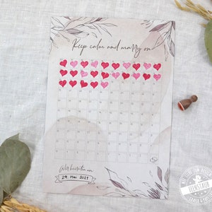 Conto alla rovescia del matrimonio, mancano 100 giorni, calendario del matrimonio per la preparazione del matrimonio, per timbrare il regalo per il fidanzamento, mantieni la calma, sposati