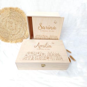 Gepersonaliseerde houten verjaardagsdoos | Houten geschenkdoos met gravure | Weide