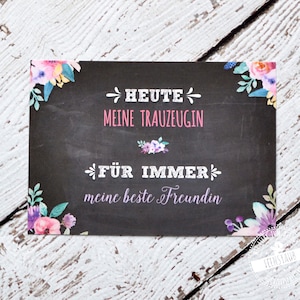 Geschenk Trauzeugin Dankeskarte - Danke an die Trauzeugin und beste Freundin, Hochzeitstag, Heute Trauzeugin, für immer beste Freundin