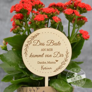 Tappo di fiori in legno, topper personalizzato per torta, regalo per la mamma, tappo per piante, topper per torta con nome, Festa della mamma, Migliore mamma