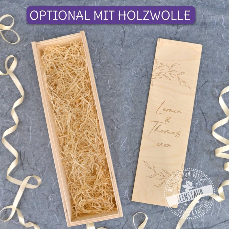 Weinkiste mit Schiebedeckel, gravierte Holzbox