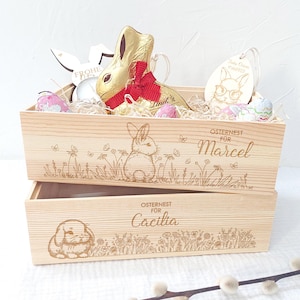 Osternest personalisiert | Osterkorb aus Holz | Osterkiste mit Namen und Wunschtext | graviertes Osternestchen für Kinder