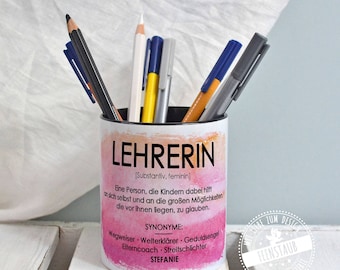 Personalized farewell gift for teachers: ceramic pencil holder with name, pencil cup, pencil case, gift for the end of 4th grade at primary school.