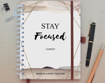 Focus Planner 2026 | Calendar to achieve goals | Goal planner for motivation & structure in your life | Pocket calendar with name