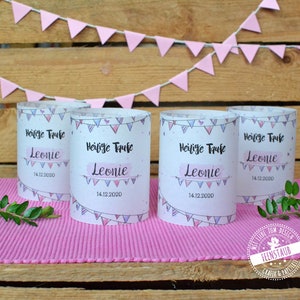 Copri lanterna in carta trasparente, decorazione da tavolo per battesimo, personalizzabile, set di 4 copricandele per lanterna tealight, decorazione per battesimo in rosa