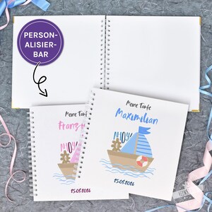 Libro degli ospiti 1° compleanno battesimo personalizzabile con nome occasione data, album per voci, incollatura di foto e cartoline, album fotografico, barchetta