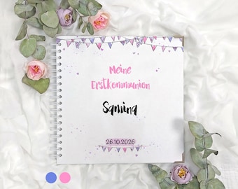 Guest book for First Communion, Youth Dedication, Confirmation, or First Communion | Personalized with names | Ring binding | Memory album for photos and entries