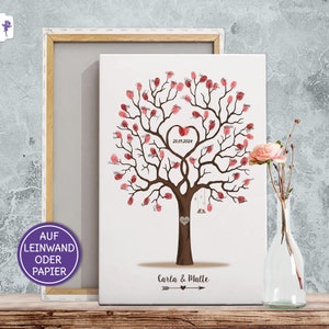 Libro degli ospiti per il matrimonio, albero nuziale Weddingtree, individualmente su tela e carta, regalo di nozze degli invitati al matrimonio dei testimoni dello sposo