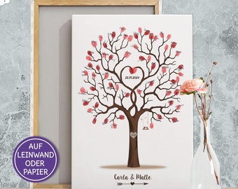 Gästebuch zur Hochzeit, Hochzeitsbaum Weddingtree, individuell auf Leinwand und Papier, Geschenk zur Hochzeit von Trauzeugen Hochzeitsgäste