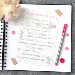 Geschenk zur Geburt,  Gästebuch Karten mit Fragen zum Ausfüllen, Ratschläge, Weisheiten, Wünsche für Baby, Erinnerung Taufe Babyparty, Hase