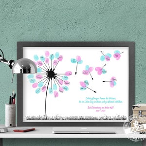 Farewell to kindergarten teacher preschool, fingerprint prints personalizable, farewell gift dandelion for fingerprints