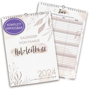 Wall calendar 2024, personalized family calendar, family planner, calendar for couples, shared families, number of columns selectable