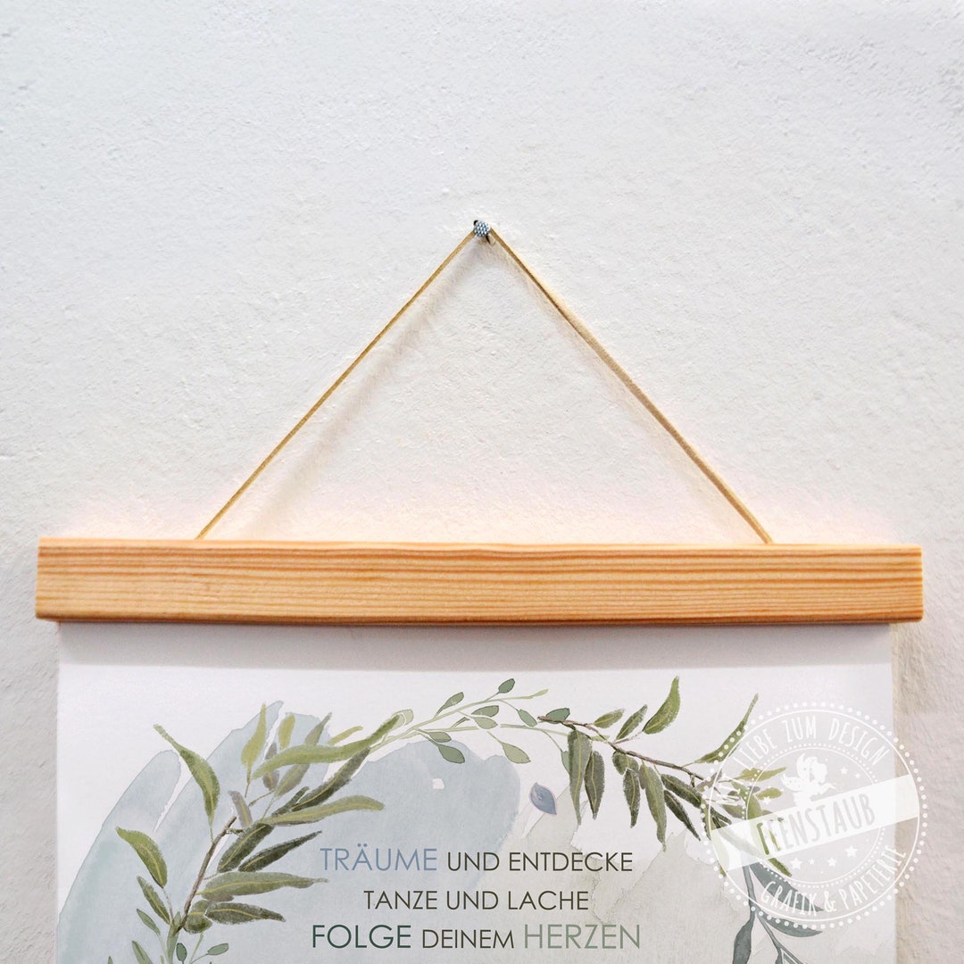 Magnetic Poster Rails for Hanging, Wooden Rails With Hanging Cord ...