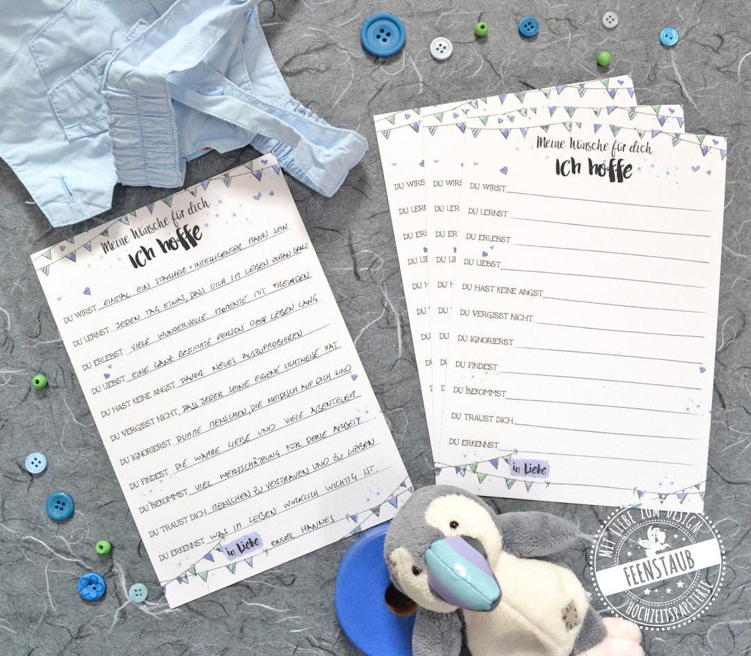Babyparty, Baby Shower Gästebuch Karten zum Ausfüllen, gute Wünsche für