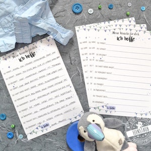 Baby Shower, Baby Shower Guest Book Cards to Fill In, Happy Baby Wishes, I Hope You Will, Future Baby Album Wishes Bear