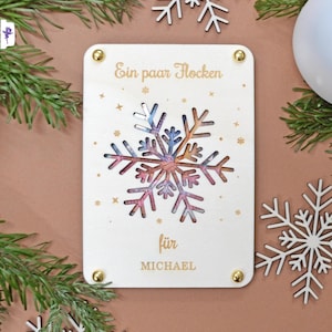Geldcadeau Kerstwensvervuller, geldenvelop voor Kerstmis, geldverpakking Kerstcadeau Kerstkaart gemaakt van houten sneeuwvlok