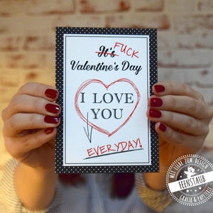 Geschenk zum Valentinstag, Fuck Valentine's Day, Valentinstag Karte, Valentinskarte, I love you everyday Postkarte, Liebe, Beziehung Bild 1