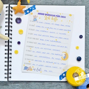 Taufe Gästebuch Karten mit Fragen zum Ausfüllen, Taufgästebuch gute Wünsche für das Baby, Ich hoffe du wirst, Zukunftswünsche, Gästebuchidee