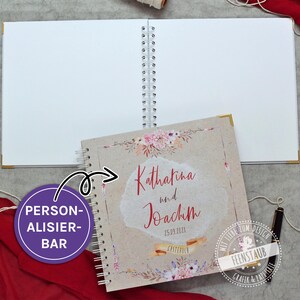 Gästebuch Hochzeit, personalisierbar, blanko Album zum Einkleben von Gästebuch-Karten und Fotos, Hochzeitsgästebuch Boho Hardcover