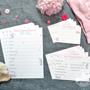 Baby Shower, Babyparty Gästebuch Idee fürs Babyalbum, Spielideen Ratespiel, gute Wünsche und Ratschläge, Deutsch, 3er Karten-Set