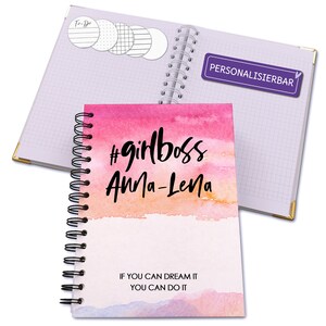 Notizbuch personalisiert A5 Geschenk für Erwachsene, Hebamme, Trauzeugin, Freundin, Notizen, kariert, glatt, blanko, gepunktet, To-Do Liste
