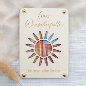 Regalo in denaro esaudisci i desideri personalizzabile | Busta porta soldi in legno | Regalo di incartamento di denaro per laurea, fine della scuola | biglietto d'auguri