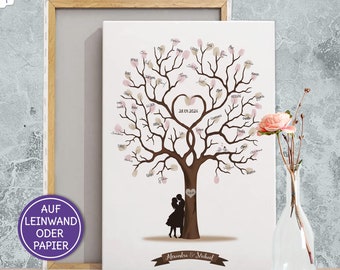 Wedding tree Weddingtree, fingerprint picture, guest book alternative for wedding, individually on canvas and paper, wedding gift