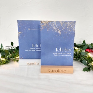 Adventskalender Affirmationen | 24 Karten mit personalisierbarem Holzaufsteller