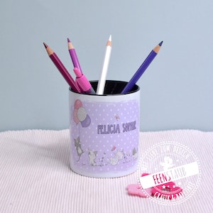 Penhouder gepersonaliseerd met naam, keramische pennenbeker, pennenhouder katten kittens cadeau voor startende school, verjaardag