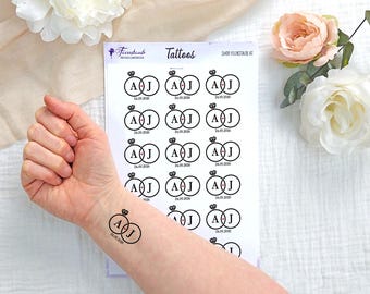 Tattoos für Hochzeit | personalisiert mit Brautpaar Namen und Hochzeitsdatum | temporäre Klebetattoos für Hochzeitsgäste | Hochzeitsparty