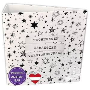Ordner personalisiert, Aktenordner, Sammelmappe, A4 ordner, Motivordner mit Sterne, Mappe mit Zweck und Datum personalisierbar, handmade