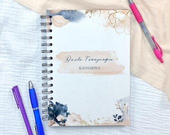 Notizbuch personalisiert Name, Ringbuch A5 Geschenk beste Freundin, Tagebuch, bullet journal kariert, blanko, gepunktet, To-Do Liste Notizen